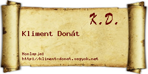 Kliment Donát névjegykártya